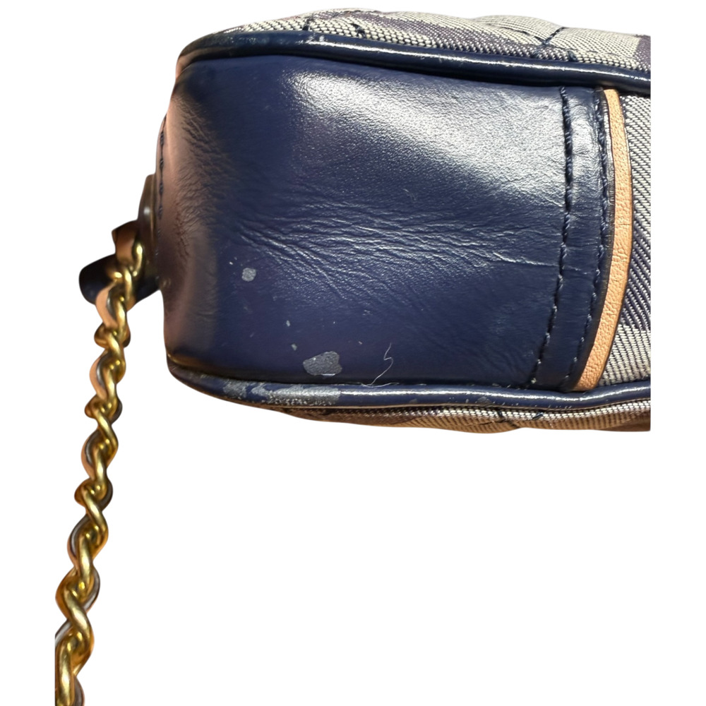 COACH Poppy Signature Denim Flight Bag Quilted Handbag Gold Chain Crossbody READ - Picture 6 of 10